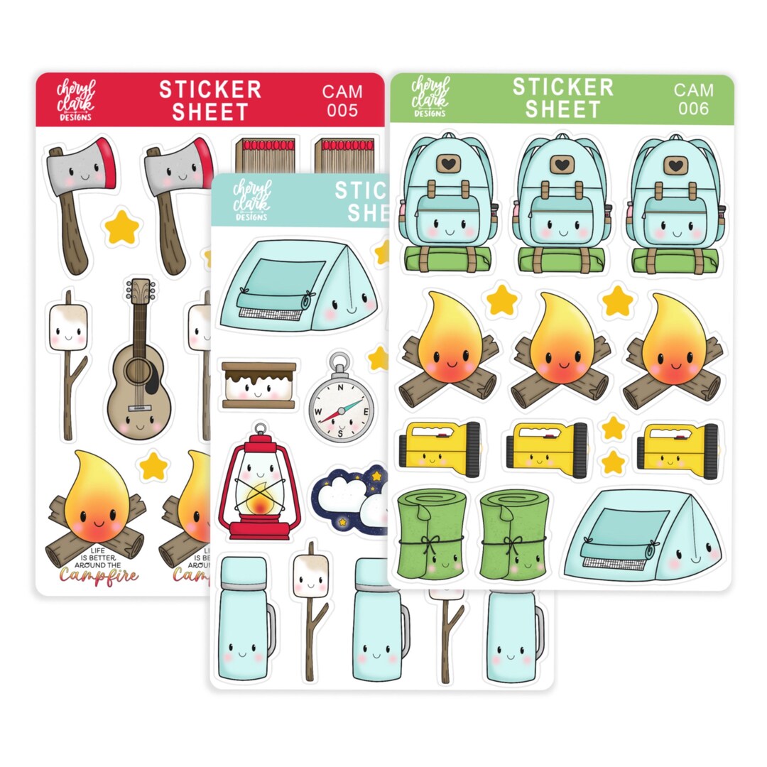 Camping Sticker Bundle / Camping Theme Stickers / Summer Stickers ...