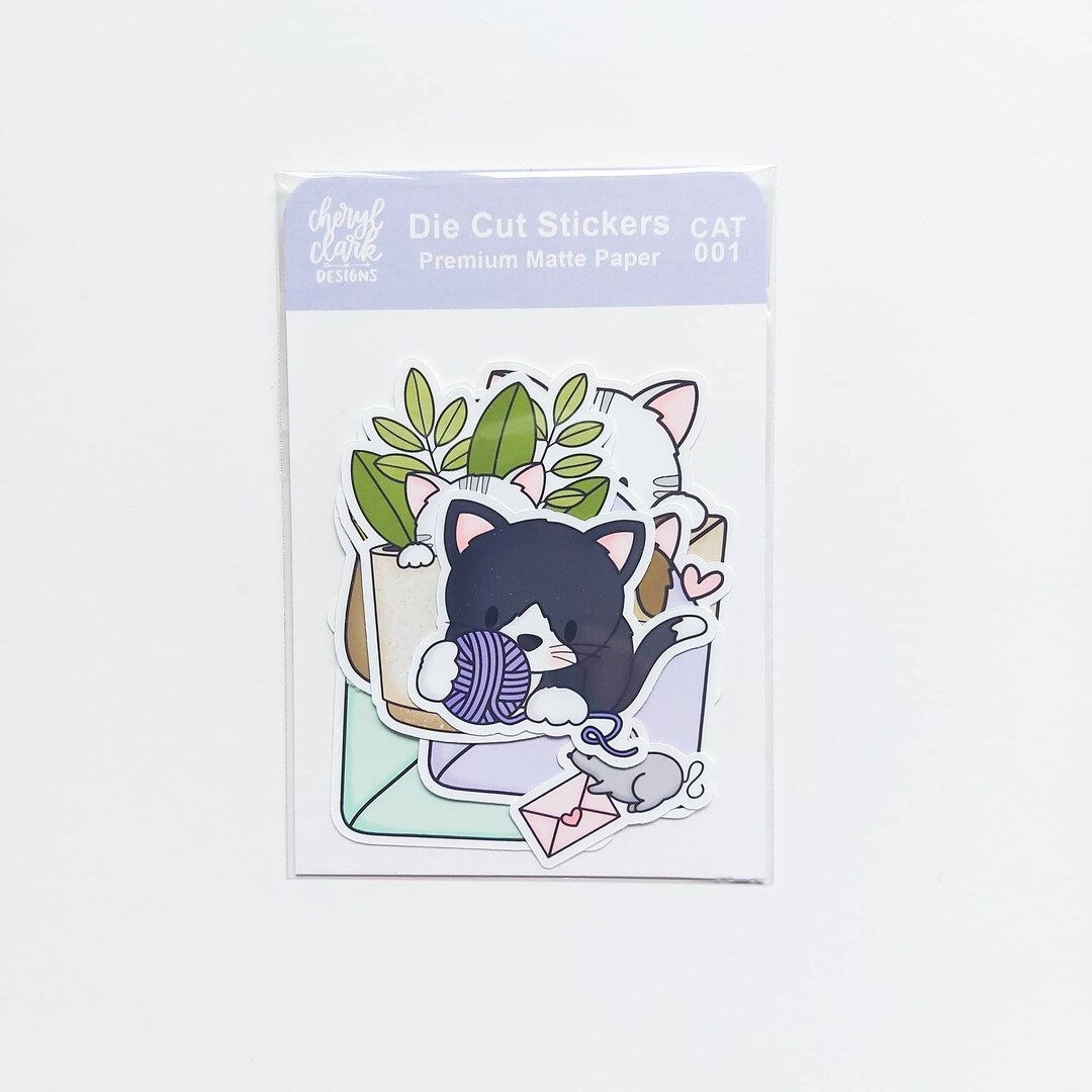 Cat Sticker Pack / Die Cut Stickers/ Hand Drawn Stickers / Mail ...