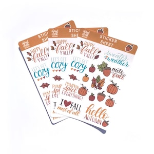 Stickers thème automne / Stickers automne / Stickers citations automne / Punpkin Spice / Soyons confortable / Stickers pour agenda / Bonjour l'automne