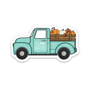 Autocollant camion ancien avec citrouilles / Autocollant automne / Autocollant automne découpé / Imperméable / Autocollant camion rétro