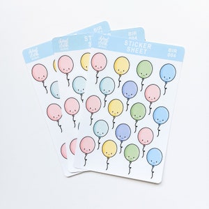 Stickers ballons / Stickers anniversaire / Stickers papier / Stickers détachables / Feuille d'autocollants / Célébrer / Stickers fête