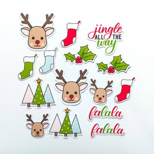 Autocollants de Noël / Autocollants vacances / Autocollants découpés / Autocollants renne / Autocollants papier glacé / Autocollant papier mat