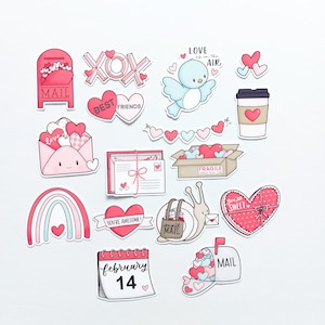 Stickers Saint-Valentin / Stickers Saint-Valentin / Feuille d'autocollants / Stickers meilleur ami / Stickers amour / Oiseau amoureux