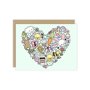 Carte de Pâques / Doodles de Pâques / Carte de l'amitié / Carte de correspondance / Carte de voeux