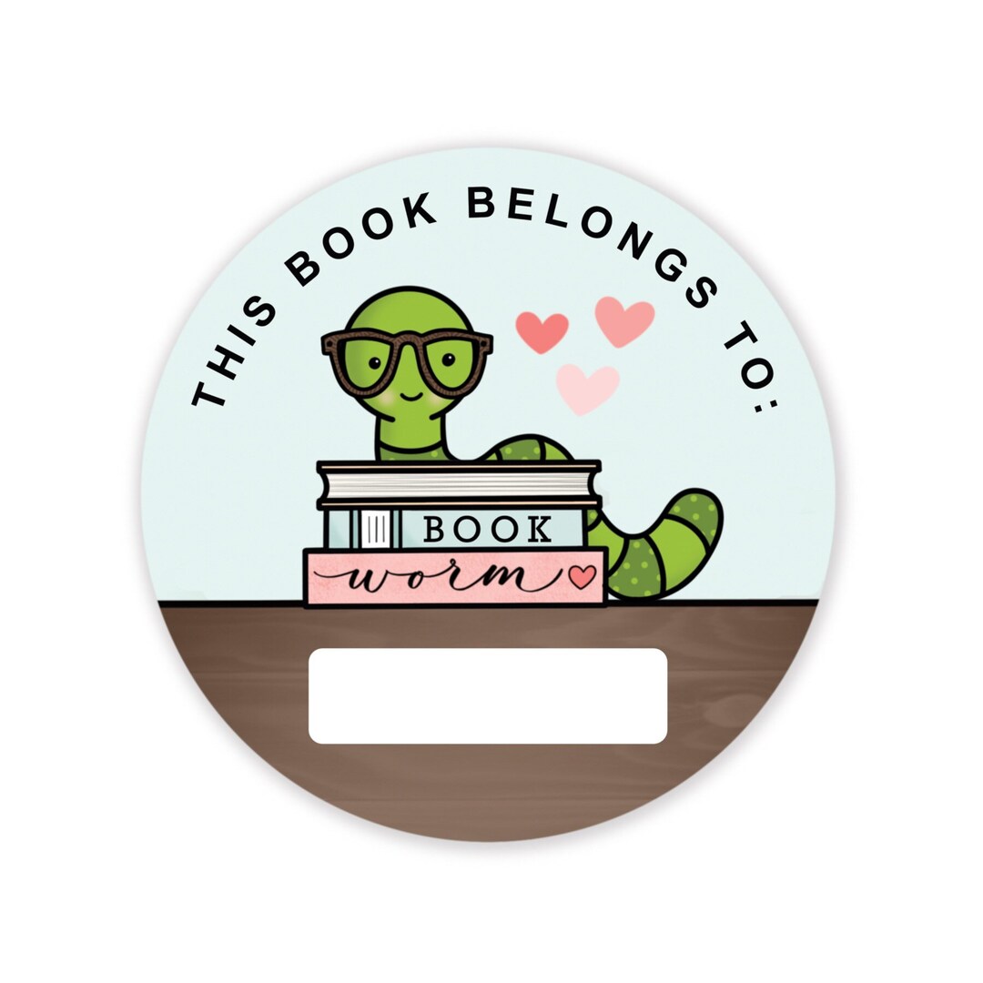 Custom Bookworm Book Label Stickers / Bookplate Stickers / Reading ...