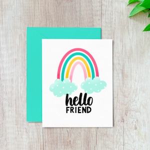 Carte Bonjour ami / Arc-en-ciel / Papeterie arc-en-ciel / Carte d'ami / Carte vierge / Carte de l'amitié / Carte de correspondance / Carte de correspondance colorée