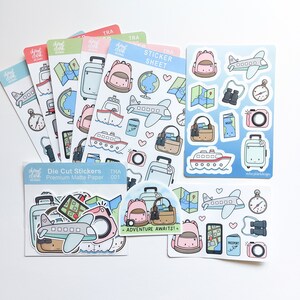 Lot d'autocollants de voyage / Lot d'autocollants de vacances / Autocollants imperméables / Feuilles d'autocollants