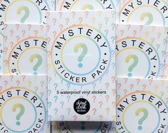 Mystery Sticker Pack / 5 Pack / Waterproof Stickers / Surprise Pack / Die Cut Stickers / Weatherproof Sticker