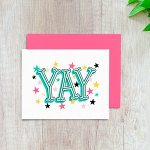 Carte YAY / Carte de félicitations / Félicitations de bébé / Carte d'un ami / Carte vierge / Carte de l'amitié / Carte de correspondance / Carte de correspondance colorée