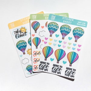 Lot d'autocollants montgolfières/Autocollants livraison spéciale/Autocollants courrier heureux/Autocollants joyeux lumineux/Autocollants soleil/Feuille d'autocollants