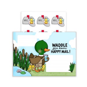 Autocollants d'étiquette d'adresse sur le thème du canard/Autocollants de courrier heureux de plume/Canard mignon/Autocollants d'adresse/Enveloppe/Jeu de mots sur le canard/Dandinement que vous connaissez