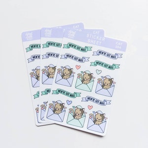 Autocollants courrier joyeux chat / Autocollants courrier postal / Autocollants papier / Enveloppe / Autocollants courrier / Feuille d'autocollants / Chats mignons