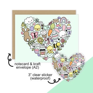 Lot de Pâques / Autocollant en vinyle transparent imperméable / Carte de Pâques / Autocollant imperméable / Lot de papeterie / Joyeuses Pâques