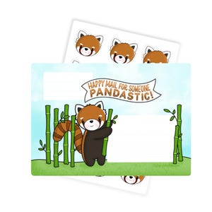 Autocollants d'étiquette d'adresse panda roux/autocollants de courrier heureux de correspondant/autocollants d'adresse amoureux de panda roux/enveloppe/autocollants d'adresse de retour