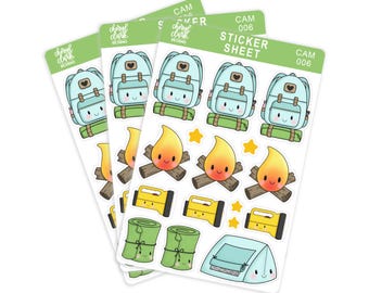 Camping Stickers / Journal Stickers / Camp Themed Stickers / Day Planner Stickers /  Stickers / Paper Stickers / Scrapbooking Stickers /