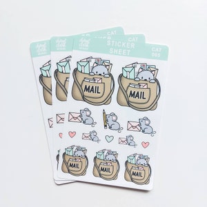 Autocollants courrier joyeux chat / Autocollants courrier postal / Autocollants papier / Enveloppe / Autocollants courrier / Feuille d'autocollants / Chats mignons
