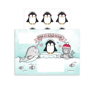 Autocollants d'étiquette d'adresse Animaux de l'Arctique/Autocollants d'adresse Happy Mail de la correspondance/Autocollants d'adresse d'hiver/Enveloppes/Autocollants d'adresse de retour