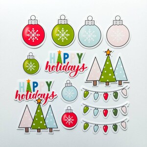 Autocollants de Noël / Autocollants vacances / Autocollants découpés / O Sapin de Noël / Autocollants en papier glacé / Autocollant en papier mat