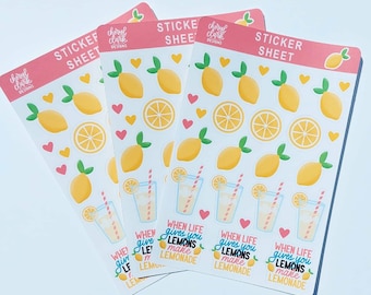 Lemon Stickers  / Lemon Planner Stickers / Paper Stickers / Envelope / Sticker Sheet/ Journal Stickers