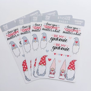 Autocollants Gnome Love/Autocollants pour agenda/Autocollants Saint-Valentin/Autocollants en papier/Enveloppes/Autocollants courrier/Feuille d'autocollants/Saint-Valentin