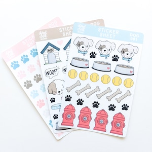Lot d'autocollants pour chiens / Autocollants empreintes de pattes / Autocollants chien mignon / Feuilles d'autocollants