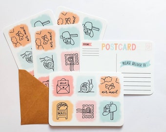 5 Pack of Postcards / Happy Mail / Snail Mail / Pen Pals / 5 X 7 Postcards / Postcard Bundle