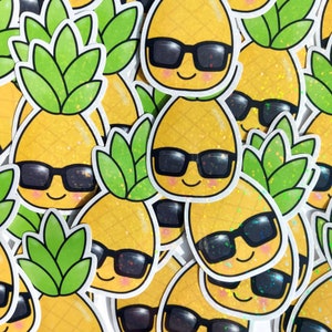 Cool Pineapple Holographic Glitter Sticker / Waterproof Sticker / Pineapple Pun / Stay Sweet / Weatherproof Sticker / Cute Pineapple Sticker