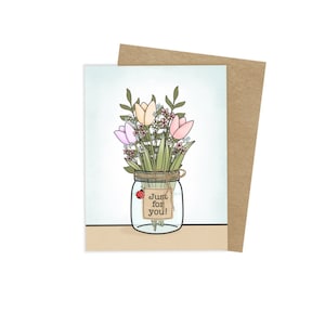 Carte Juste pour vous/Carte florale/Fleurs dans un pot/Toutes les occasions/Carte vierge/Carte de l'amitié/Carte pour notes