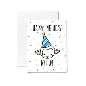 Carte d'anniversaire mouton / joyeux anniversaire à la brebis / jeu de mots mouton / carte ferme / anniversaire vierge / carte d'anniversaire / carte mouton / carte pour notes