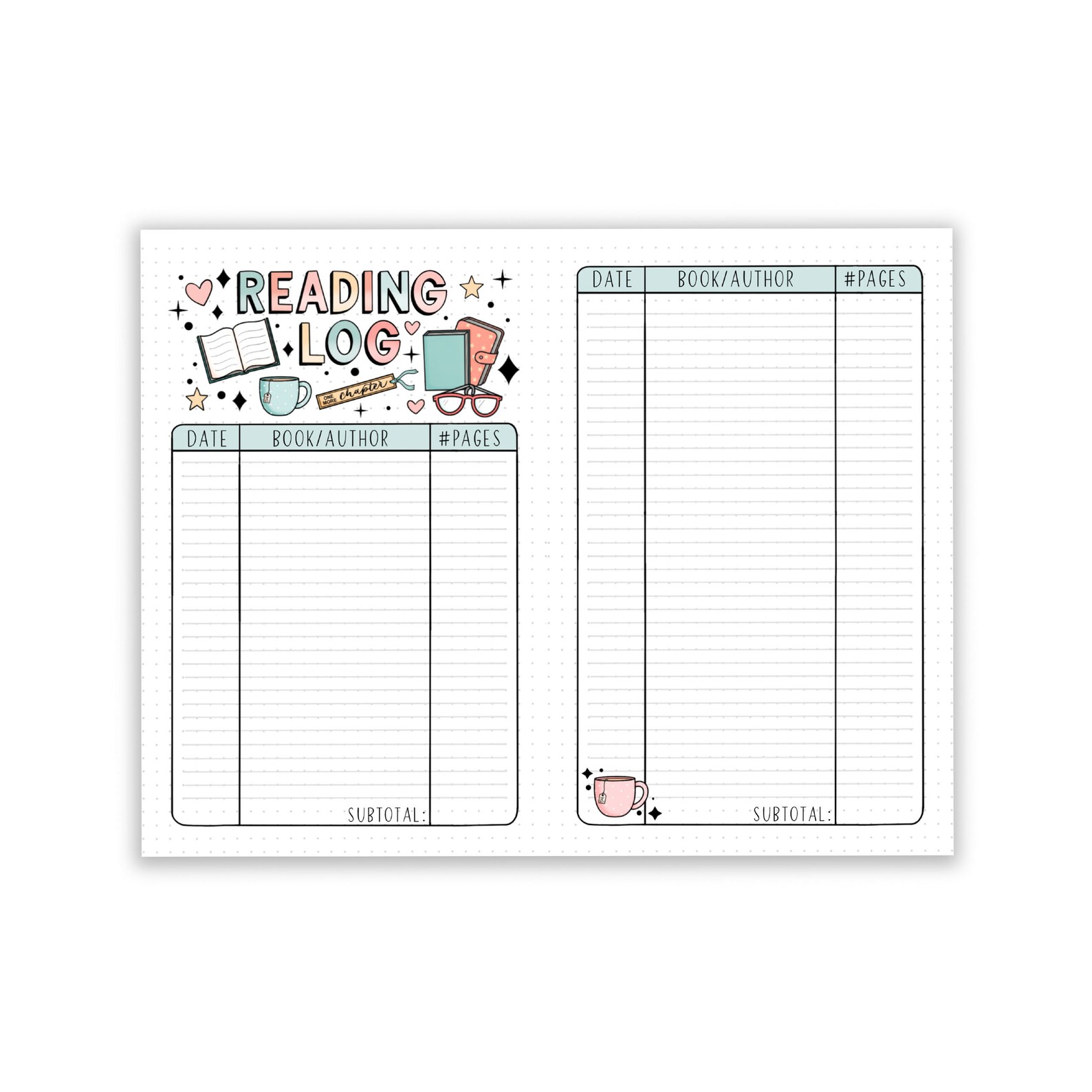 Reading Log Printable / Book Log / Reading Tracker / Book Etsy