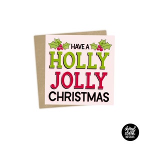 Carte de Noël / Holly Jolly Christmas / Carte de vœux / Lettres manuscrites / Joyeux Noël