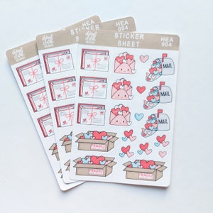 Stickers Happy Mail / Thème du coeur / Stickers colimaçon / Manipuler avec soin / Stickers papier / Enveloppe / Feuille d'autocollants / Sticker pour enveloppe