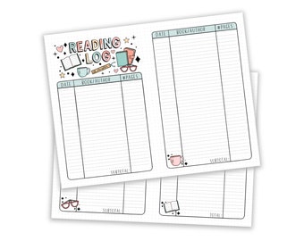 Reading Log Printable / Book Log / Reading Tracker / Book Tracker / Digital Download / Reading Log PDF / Reading Planner
