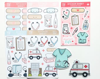 Medical Sticker Bundle / Planner Stickers / Healthcare Stickers / Nurse Stickers / Doctor Stickers / Sticker Sheet / Waterproof Stickers