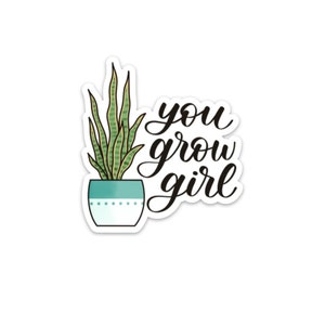 Tu grandis fille ! Autocollant vinyle / Autocollant végétal / Autocollant positivité / Autocollant résistant aux intempéries / Amoureux des plantes / Autocollant imperméable