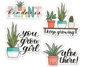 Plant Sticker Bundle / Vinyl Stickers / Plant Stickers / Positivity Stickers / Weatherproof Sticker / Plant Lover / Waterproof Sticker