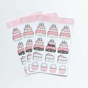 Stickers pour gâteaux d'anniversaire / Stickers pour petits gâteaux / Joyeux anniversaire / Stickers à décoller / Feuille d'autocollants / Célébrer / Stickers de fête / C'est votre jour