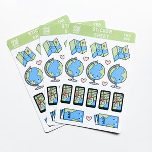 Autocollants de voyage / Autocollants de carte / Autocollants de globes / Autocollants en papier / Feuille d'autocollants / Autocollants de vacances