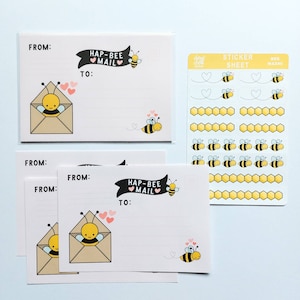 Happy Mail Address Label Stickers / HapBee Mail Stickers /  Stickers / Paper Stickers / Envelope Stickers / Mail Stickers / Bee Sticker