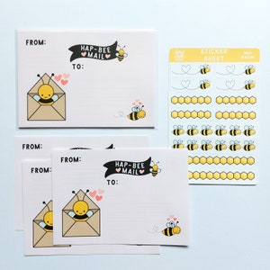 Happy Mail Address Label Stickers / HapBee Mail Stickers /  Stickers / Paper Stickers / Envelope Stickers / Mail Stickers / Bee Sticker