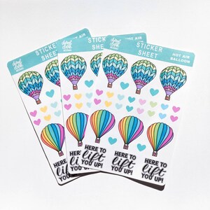 Stickers montgolfières / Stickers Ici pour vous élever / Stickers coeurs / Stickers joyeux joyeux / Stickers agenda / Feuille d'autocollants