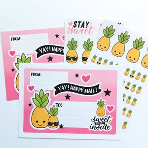 Pineapple Mail Address Label Stickers / Pen Pal Happy Mail Stickers /  Stickers / Paper Stickers / Envelope Stickers / Mail Stickers