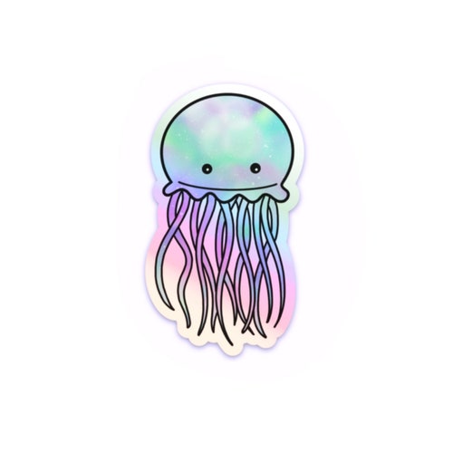 Jellyfish WATERPROOF Sticker Holographic Vinyl Decal Etsy