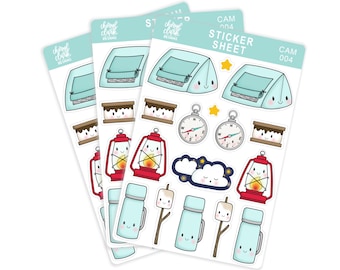 Camping Stickers / Journal Stickers / Camp Themed Stickers / Day Planner Stickers /  Stickers / Paper Stickers / Scrapbooking Stickers /
