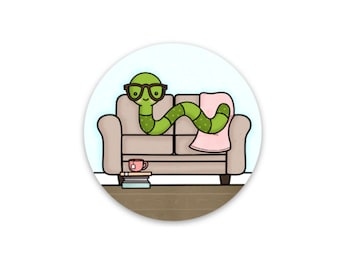 Bookworm Sticker / Book Lover Sticker / Reading Sticker / Die Cut Sticker / Weatherproof Sticker / Waterproof