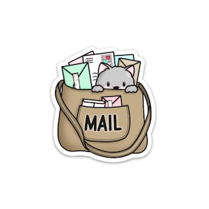 Autocollant Chat dans un sac postal / Autocollant courrier heureux / Autocollant découpé / Autocollant résistant aux intempéries / Imperméable / Amoureux des chats