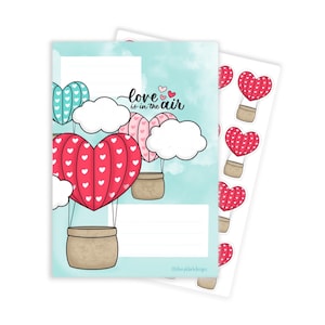 Étiquettes d'adresse L'amour est dans l'air/Autocollants de correspondance Happy Mail/Étiquette d'adresse de montgolfière/Étiquette d'enveloppe/Étiquette de la Saint-Valentin