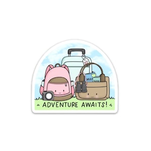 Autocollant de voyage / L'aventure vous attend / Autocollant de vacances / Autocollant découpé / Autocollant résistant aux intempéries / Imperméable