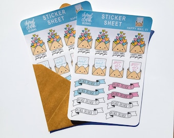 Happy Mail Stickers / Snail Mail Stickers / Paper Stickers / Envelope / Just for You / Mail Stickers / Sticker Sheet