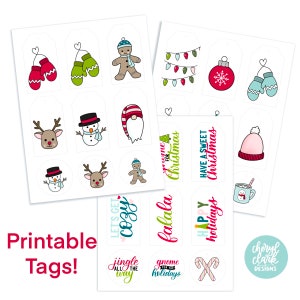 Etiquetas de Navidad imprimibles / Descarga digital / Etiquetas de Navidad lindas / Etiqueta de muñeco de nieve / Etiqueta de reno / Etiquetas de invierno